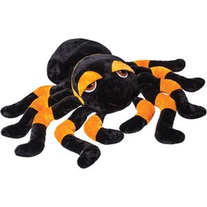 Suki gifts Pluche knuffel spin - tarantula - zwart/oranje - 82 cm - XXL-size