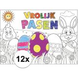 Paasversiering inkleurbare placemats van papier 12 stuks