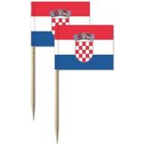 150x Cocktailprikkers KroatiÃ« 8 cm vlaggetje landen decoratie