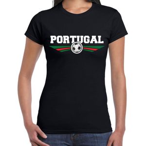 Portugal landen / voetbal shirt met wapen in de kleuren van de Portugese vlag zwart voor dames