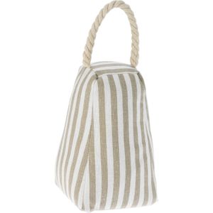 H&S Collection Deurstopper - beige - gestreept - 14 x 13 x 21 cm - polyester - met strepen