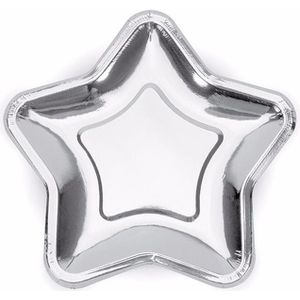 18x stuks Zilveren wegwerp borden Disco ster vorm