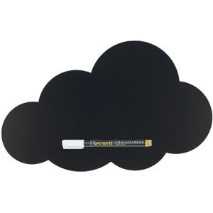 Zwart wolk krijtbord/schoolbord met 1 stift 49 x 30 cm
