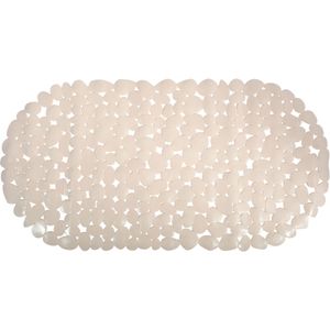 MSV Douche/bad anti-slip mat - badkamer - pvc - beige - 35 x 68 cm - zuignappen - steentjes motief