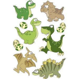 1x Dinosaurus met wiebeloogjes stickervel met 9 stickers