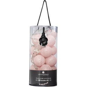 Atmosphera Lichtslinger - 20 verlichte balletjes - lichtroze - 435 cm - stekker