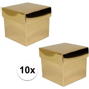 10x stuks gouden cadeaudoosjes/kadodoosjes 10 cm vierkant