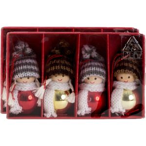 IKO kersthangers/kerstballen -poppetjes- gekleurd - 8x - hout