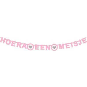 Wenslijn hartje hoera een meisje roze