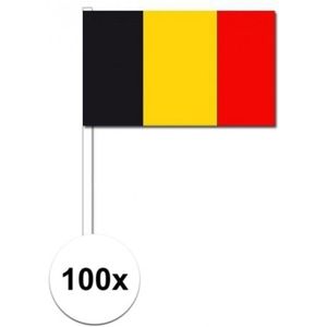 100x Belgie decoratie papieren zwaaivlaggetjes