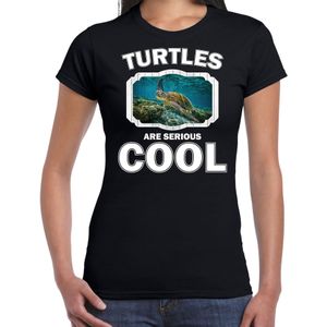 T-shirt turtles are serious cool zwart dames - schildpadden/ zee schildpad shirt