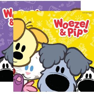 60x Woezel &amp; Pip feest servetten 33 x 33 cm kinderverjaardag