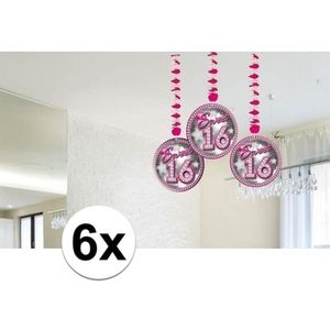 6x Roze sweet 16 rotorspiralen