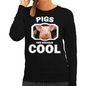 Sweater pigs are serious cool zwart dames - varkens/ varken trui