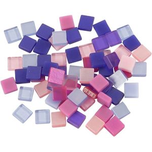 100 gram Mozaiek tegels kunsthars paars/roze 5 x 5 mm