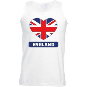 Engeland hart vlag mouwloos shirt wit heren