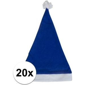 20x Blauwe budget kerstmuts voor volwassenen