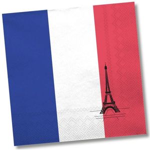 Papieren vlag van Frankrijk thema servetten 60 stuks