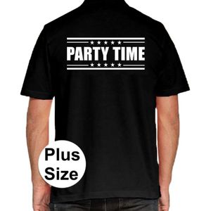 Zwart plus size Party time polo t-shirt voor heren
