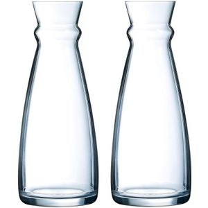 2x stuks glazen schenkkan/karaf 1 liter
