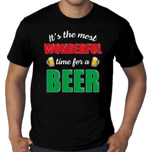 Grote maten wonderful beer fout Kerst bier t-shirt zwart voor heren