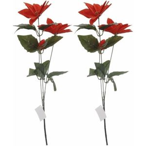 2x Rode kerstbloem 66 cm