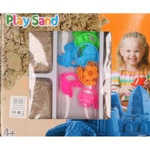 4x Speelzand/magisch zand 250 gram bruin met 8 vormpjes speelgoed