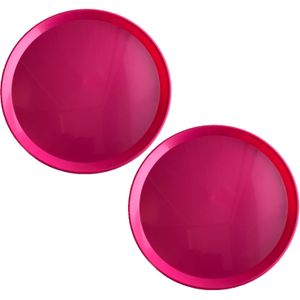 2x stuks roze rond dienbladen/serveerbladen van kunststof 34 cm