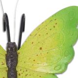 Pro Garden tuindecoratie bloempothanger vlinder - kunststeen - groen - 13 x 10 cm