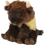 Nature Planet Knuffeldier Bizon - zachte pluche stof - bruin - kwaliteit knuffels - 14 cm