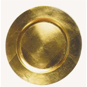 Rond kaarsenbord/kaarsenplateau goud van kunststof 33 cm