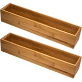 Set van 2x stuks bestekbakken/keuken organizers 1-vaks Tidy Smart bamboe 38 x 8 x 7 cm