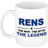 Naam cadeau mok/ beker Rens The man, The myth the legend 300 ml
