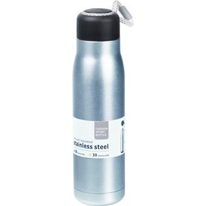 RVS thermosfles / isoleerfles voor onderweg 550 ml lichtblauw