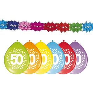 Verjaardag feest 50 jaar versieringen pakket slingers en ballonnen