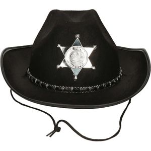 Atosa Carnaval verkleed Cowboy hoed Kentucky - zwart - kinderen - Western Sheriff thema