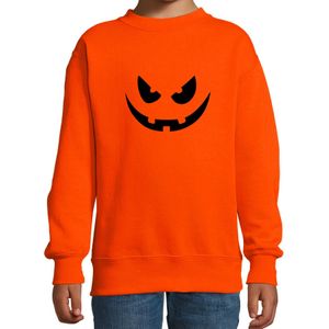 Pompoen gezicht horror trui oranje voor kinderen - verkleed sweater / kostuum