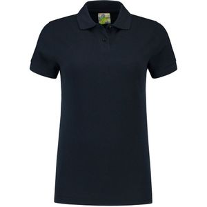 Dames basic poloshirt - donkerblauw - korte mouw - getailleerd