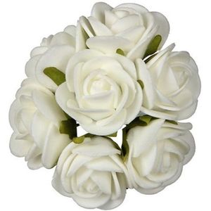 Ideas4seasons Decoratie roosjes foam - bosje van 7 - wit - Dia 6 cm