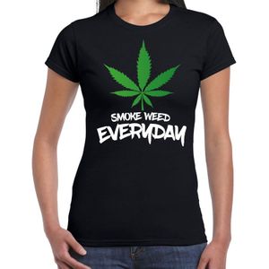 Smoke weed fun shirt zwart voor dames drugs thema