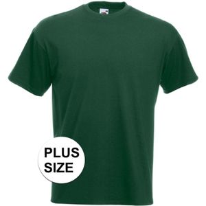 Set van 2x stuks grote maten basis heren t-shirt donker groen met ronde hals, maat: 3XL (46/58)