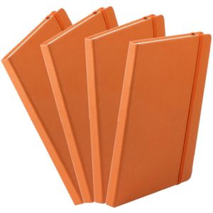 Set van 4x stuks luxe schriftjes/notitieboekjes oranje met elastiek A5 formaat