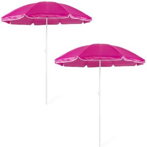 2x Verstelbare Strand/Tuin Parasols Roze 150 cm - Parasols