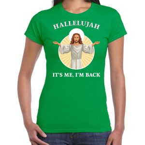 Groen Kerstshirt / Kerstkleding Hallelujah its me im back voor dames