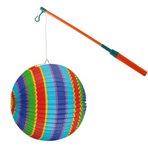 Lampionstokje 40 cm - met lampion - regenboog kleuren - D25 cm