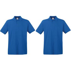 2-Pack maat XL blauw poloshirt premium van katoen voor heren