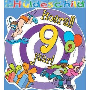 Gekleurd huldebord 9 jaar