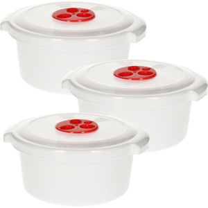 Plastic Forte Magnetronschaal - 3x - deksel/ventiel - 500 ml - wit - kunststof - BPA vrij