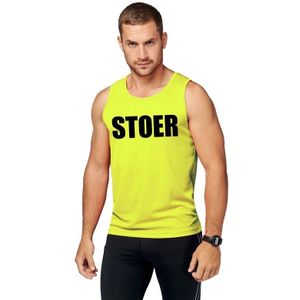 Sport shirt met tekst Stoer neon geel heren