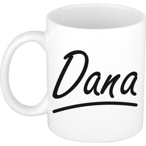 Dana voornaam kado beker / mok sierlijke letters - gepersonaliseerde mok met naam